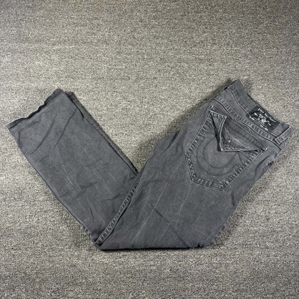 2000s True Religion Ricky Straight Jeans Size 38 Gray Flap Pocket